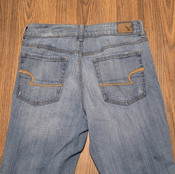 American Eagle Hi Rise Artist Jeans 6R Distressed Flare Stretch Blue Denim E70 - Picture 11 of 11